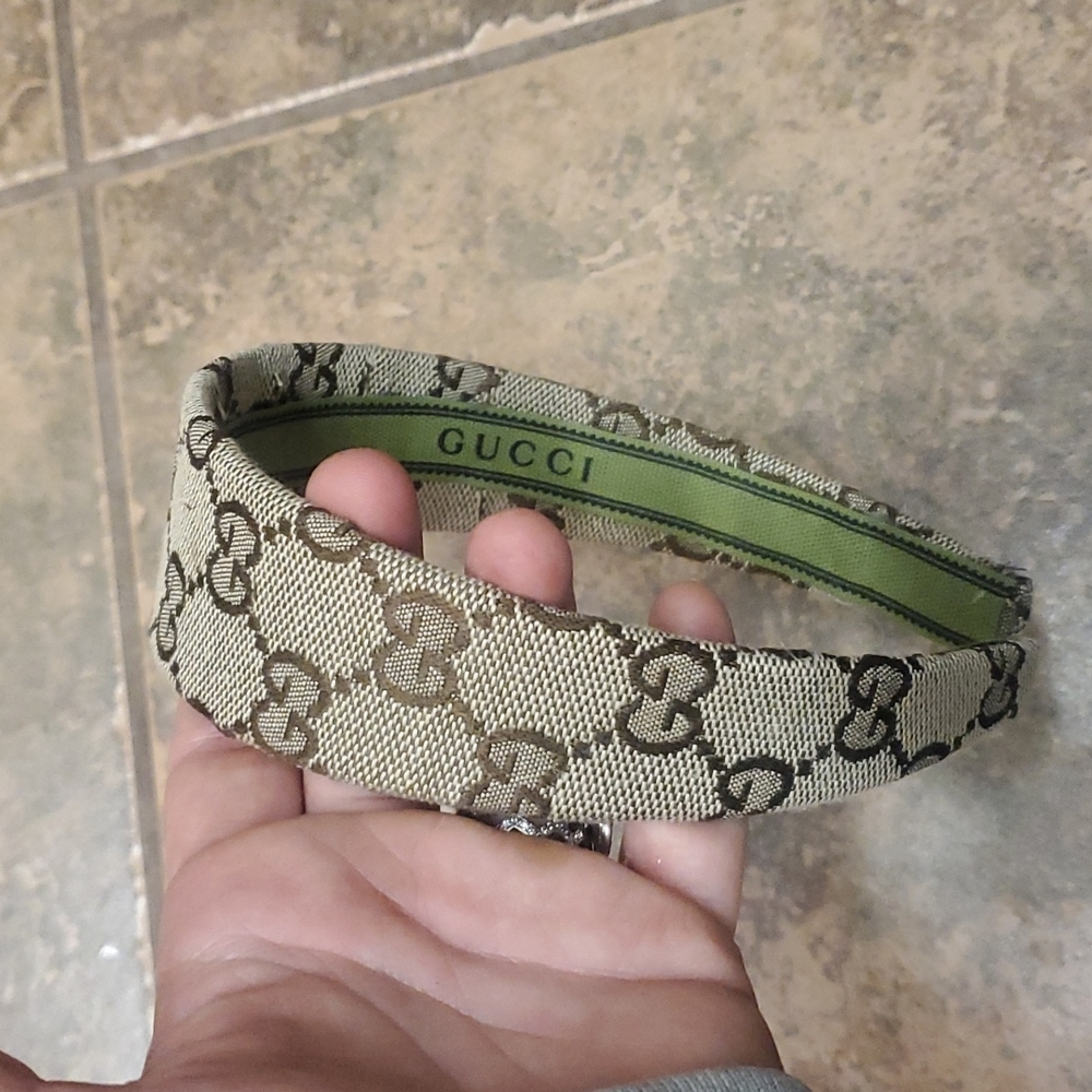 Gucci Beige and Brown Monogram Headband